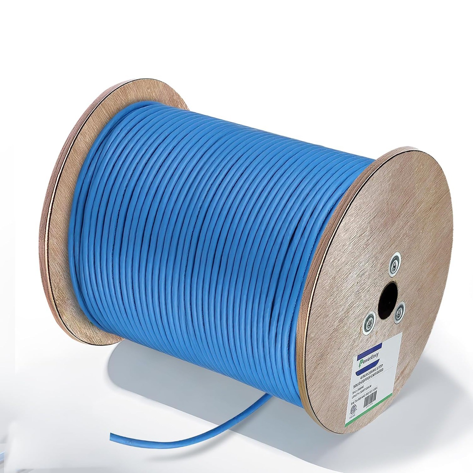Cat6a UTP Ethernet Cable – 600Mhz, 10Gbps Max, 1000Ft, 23 AWG Solid Bare Copper