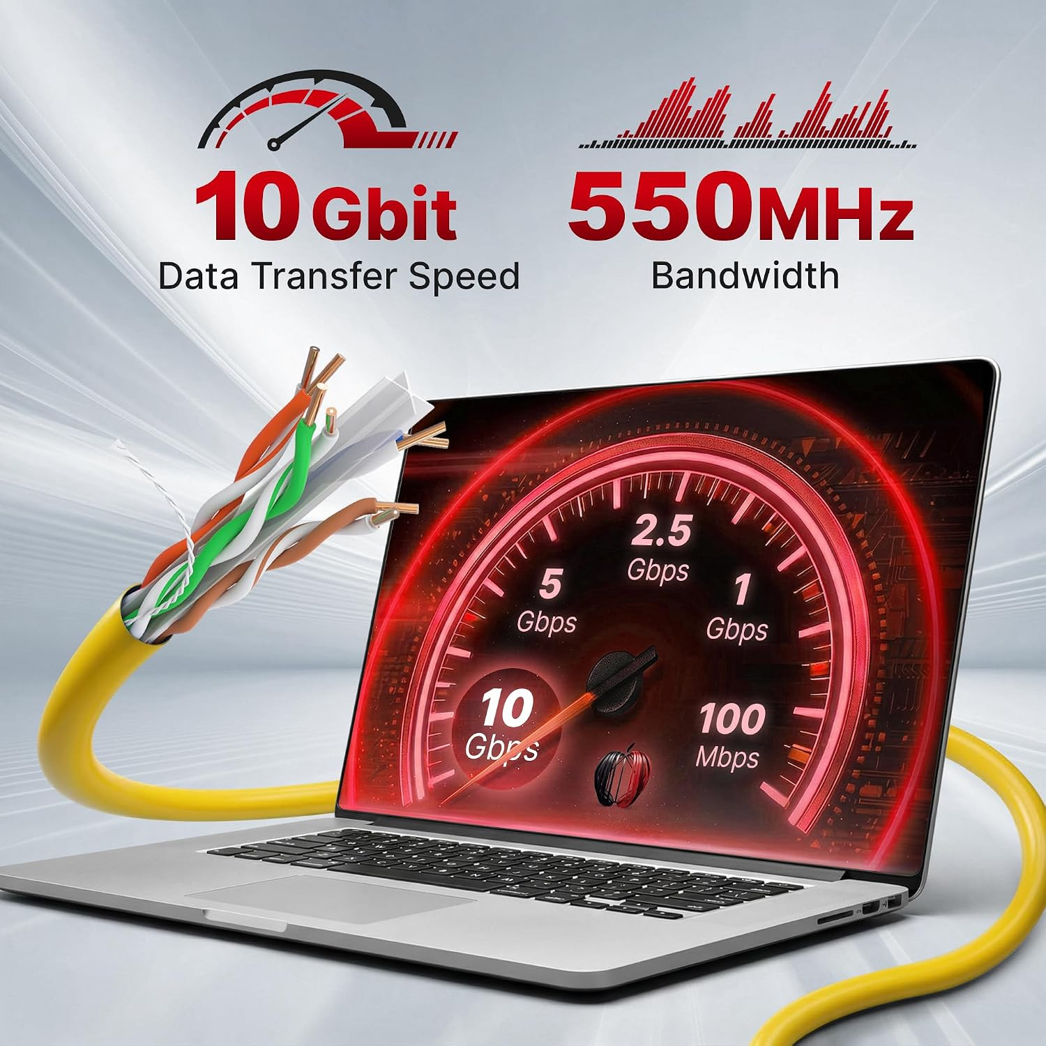 Big-A Cat 6 Ethernet Cable 1000ft Yellow Cat6 Bulk Cable 550MHz 23AWG Solid UTP