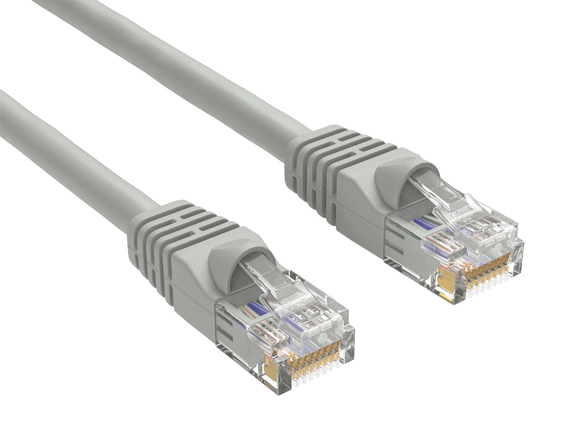Cat6 UTP Snagless Patch Cable, Gray – 0.5/1/1.5/2/3/4/5/6/7/10/14/15 ft