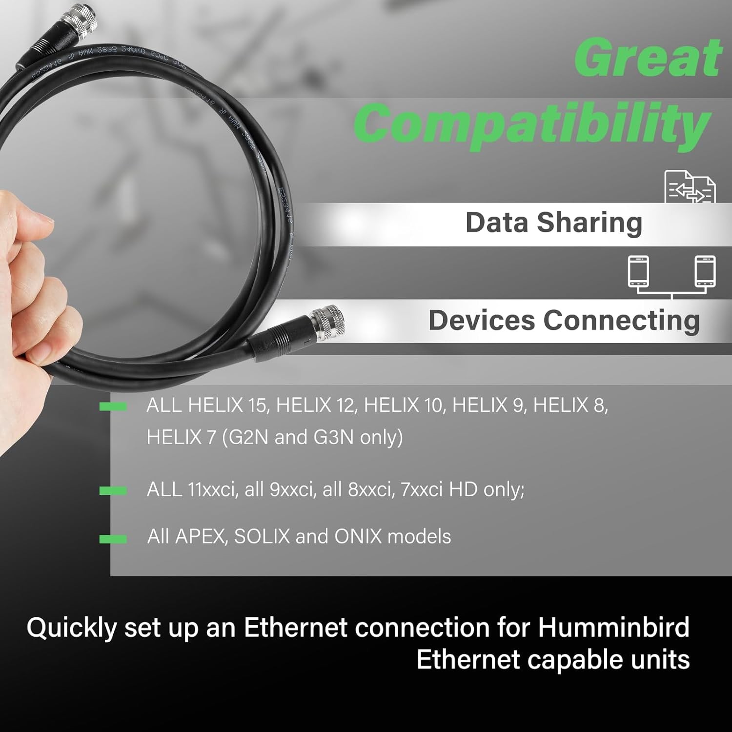 720073-6 5 Foot Ethernet Cable AS EC 5E Replace for Humminbird, Black Fit…