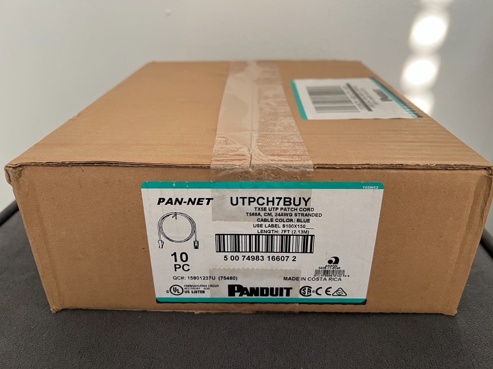 Panduit UTPCH7BUY Cat 5e (category5e), patch cable 7ft, BLUE 24 AWG – 10 per box