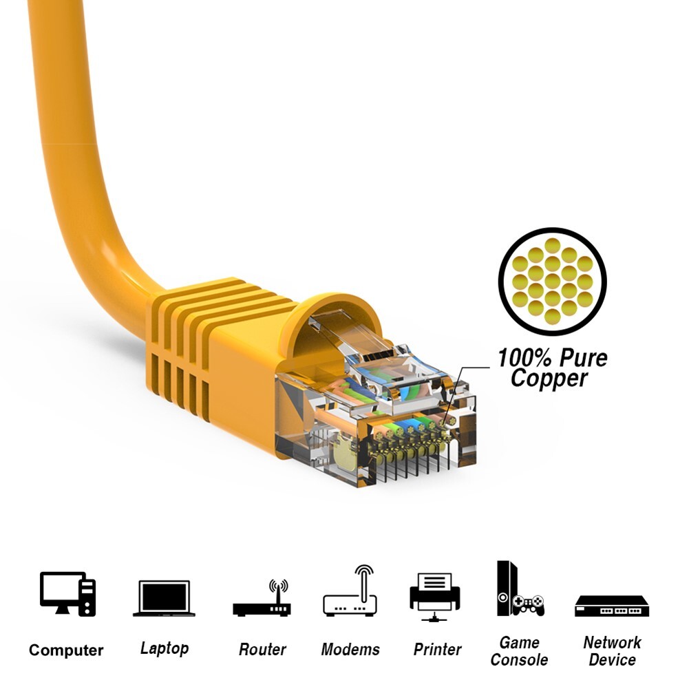 4FT Cat6 RJ45 Ethernet LAN Network UTP Snagless Patch Cable Pure Copper Yellow