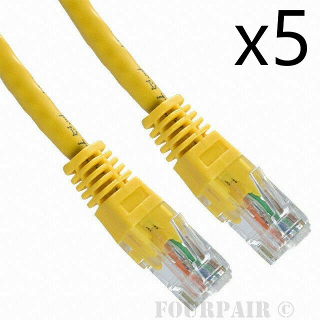 5 Pack Lot – 1ft CAT6 Ethernet Network LAN Router Patch Cable Cord Wire Yellow