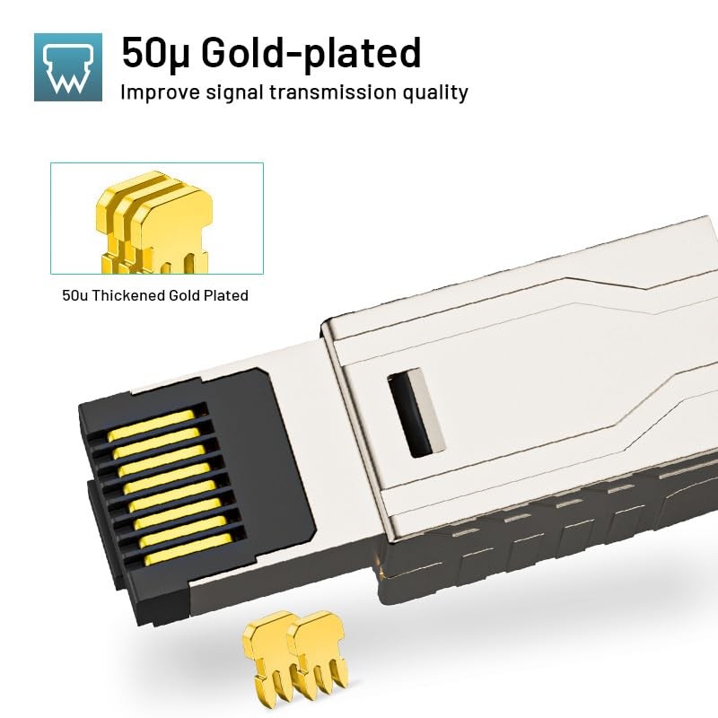 6-Pack RJ45 Connectors Tool Cat7 Cat6a, Tool-Alloy Shielded Ethernet Terminat…