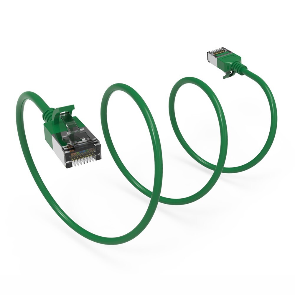 0.5FT Cat8 RJ45 Network LAN Ethernet U/FTP Shielded Patch Cable Slim 30AWG Green