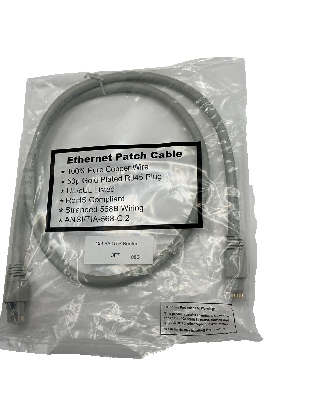Ethernet Pacth Cable cat6A UTP-50up Gold Plated RJ45 Plug.10 pcs bag