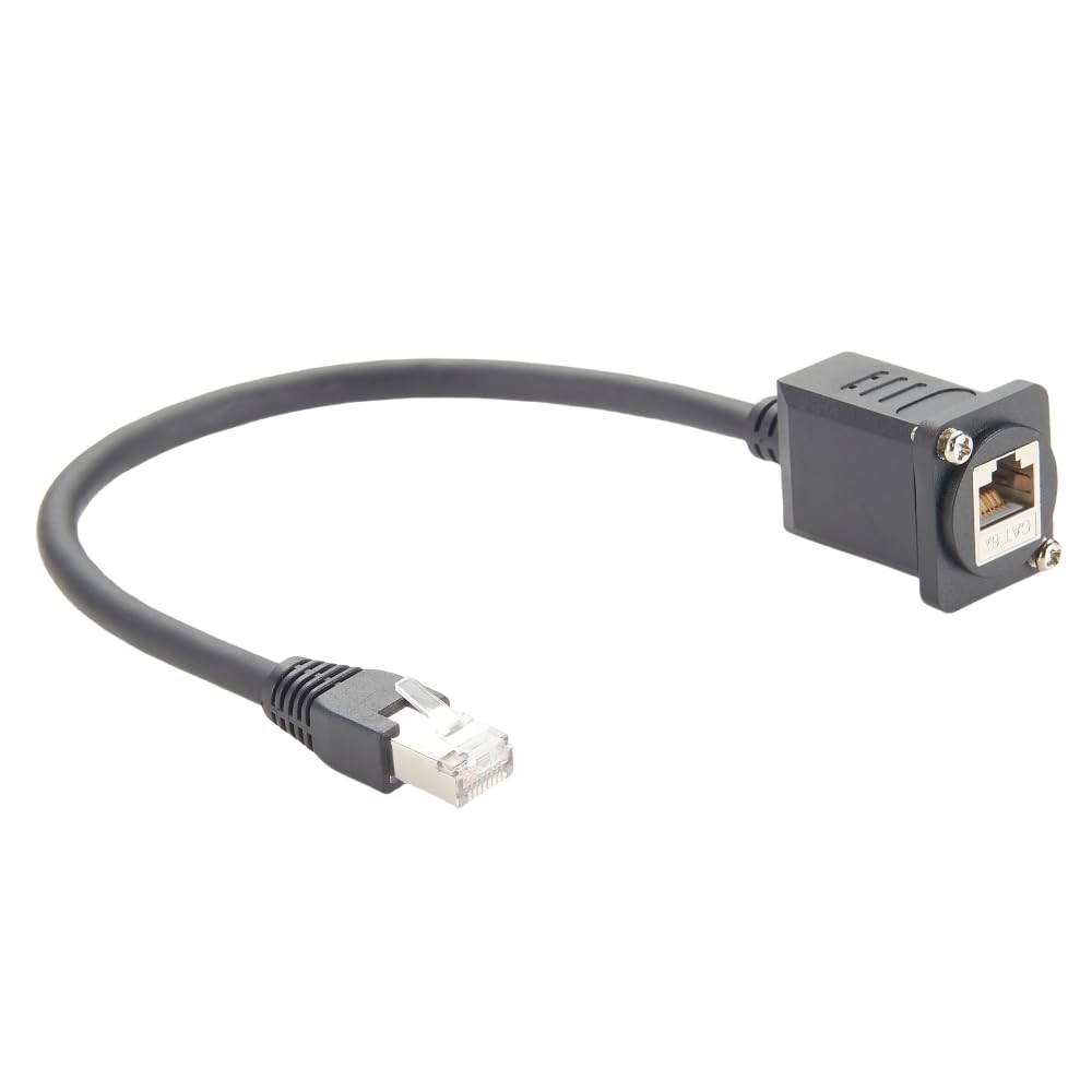 D Series Panel Mount RJ45 Cable Shielded CAT6A Male To Female 0.3M/1FT