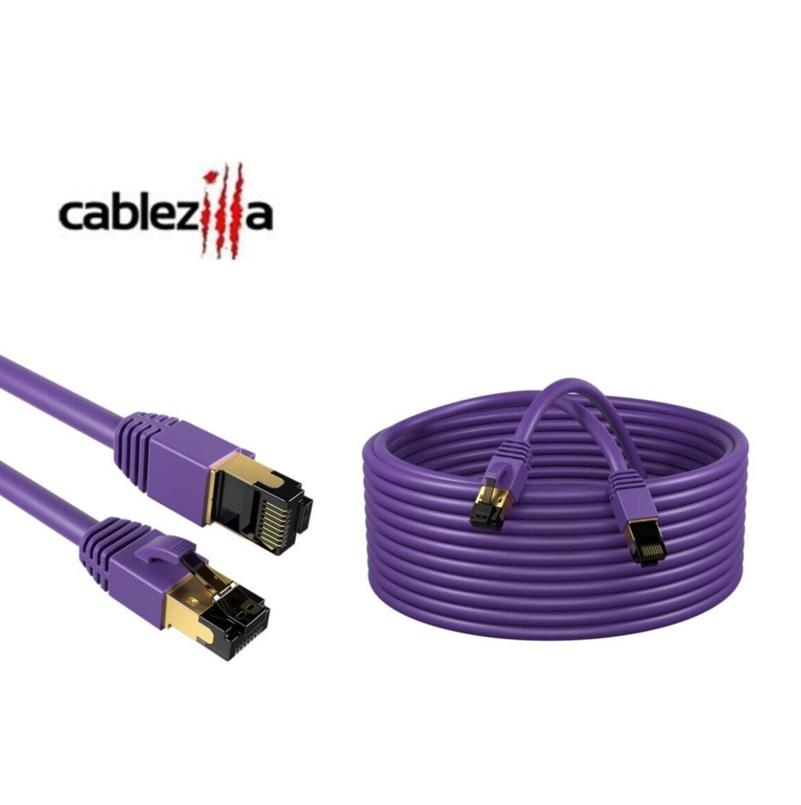 Cat8 SFTP Super Speed Ethernet Patch Cord 40Gbps Wire 0.5FT-75 FT Purple LOT