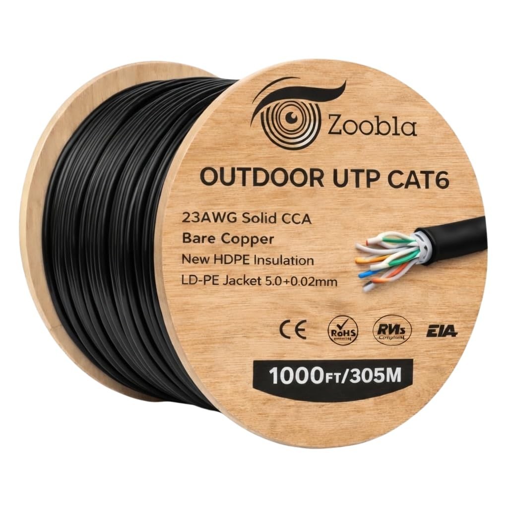 CAT6 CCA Outdoor Ethernet Cable 1000FT 305 23AWG Solid, UTP, Weatherproof