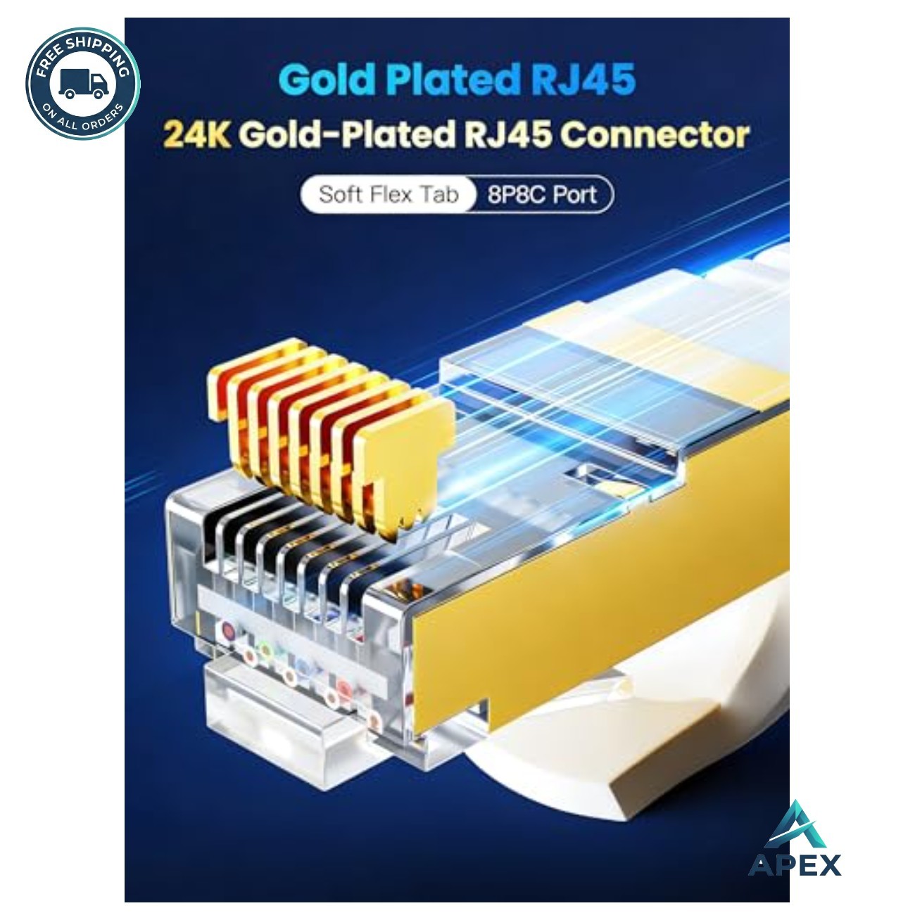 Ethernet Cable 3FT Cat8 40Gbps Flat High Speed Internet RJ45 Shielded Network