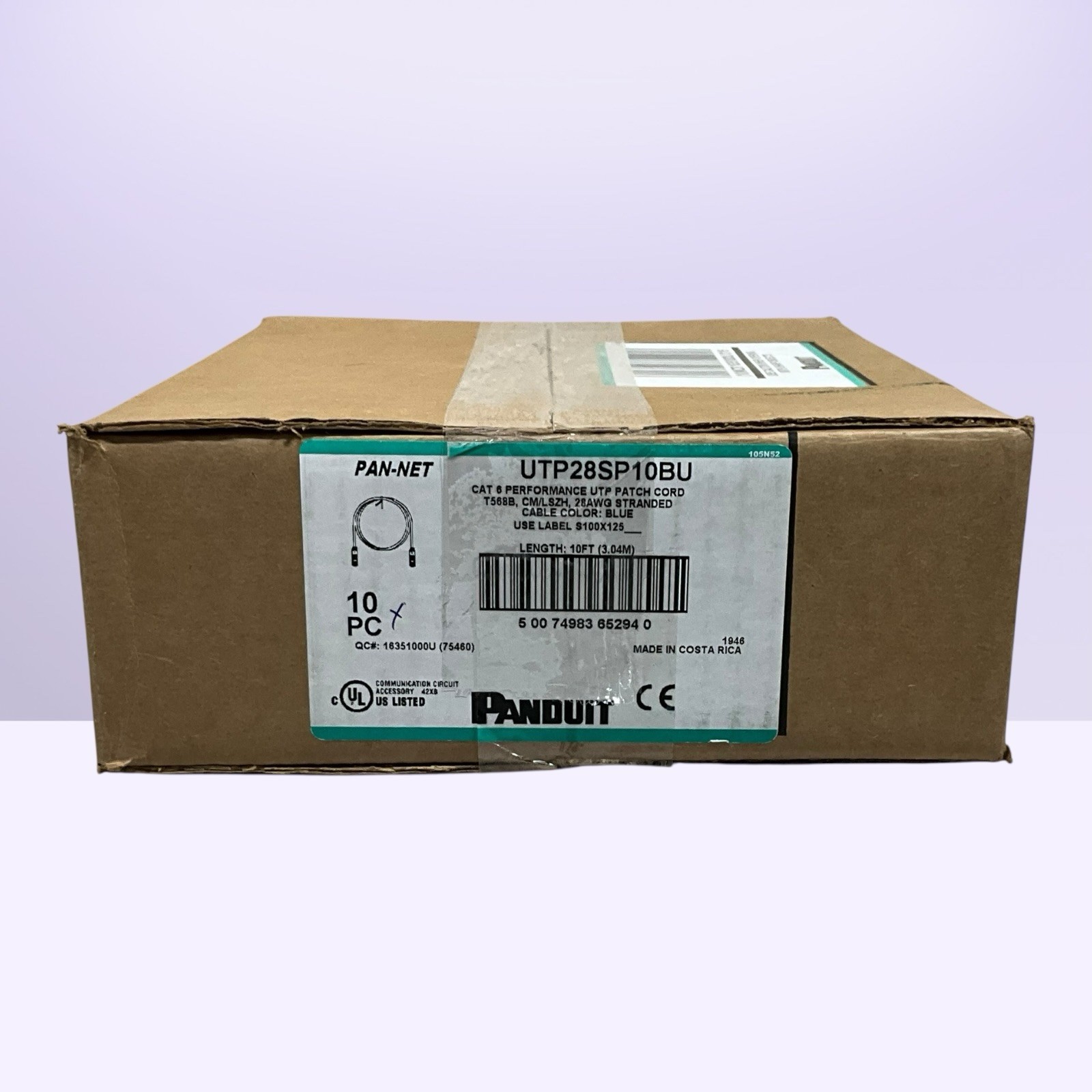 Panduit UTP28SP10BU 10FT CAT 6 Patch Cable/Cord Blue NEW BOX 10PC