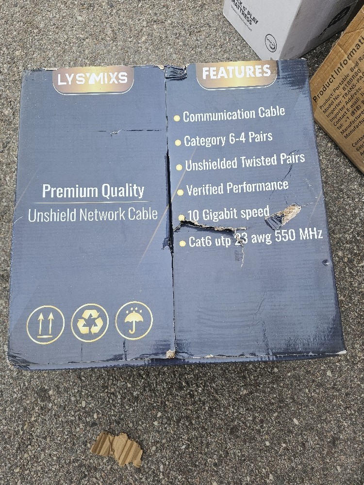 Lysymixs 1000ft Cat6 Ethernet Cable – 10G, 550MHz, Easy Pull Box, Blue