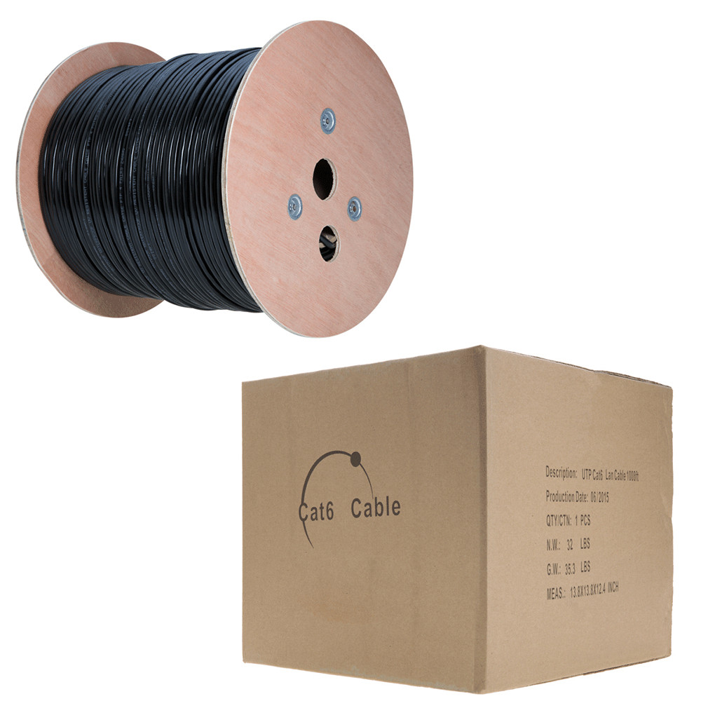 CAT6 Outdoor Cable Solid Copper Direct Burial UV Waterproof Network LAN 1000FT