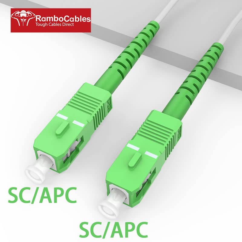 SC/APC To SC/APC Fiber Optic Internet Cable Armored Patch OS2 Simplex 30ft