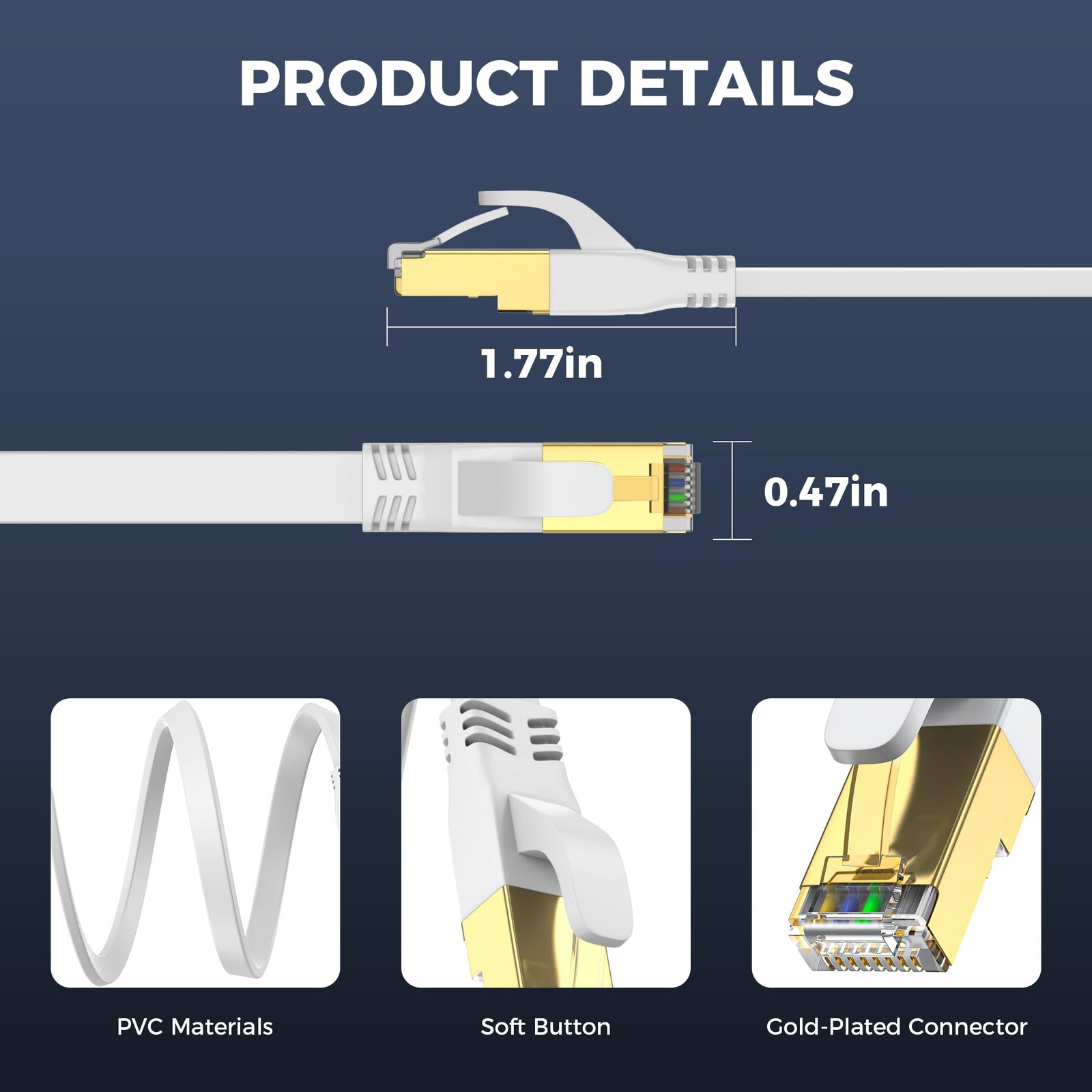 Cat 8 Ethernet Cable 3ft,6ft,10ft,15ft,20ft,30ft,40ft,50ft,65ft,75ft,100ft,15…