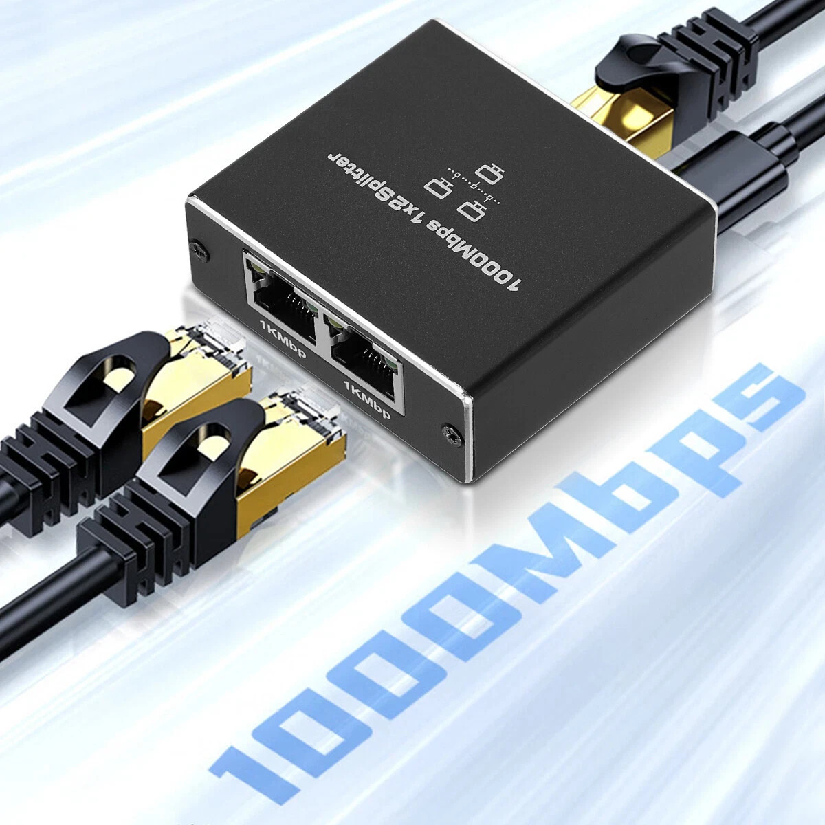 1000Mbps LAN Network Internet 1 to 2 Out Adapter RJ45 Gigabit Ethernet Splitter
