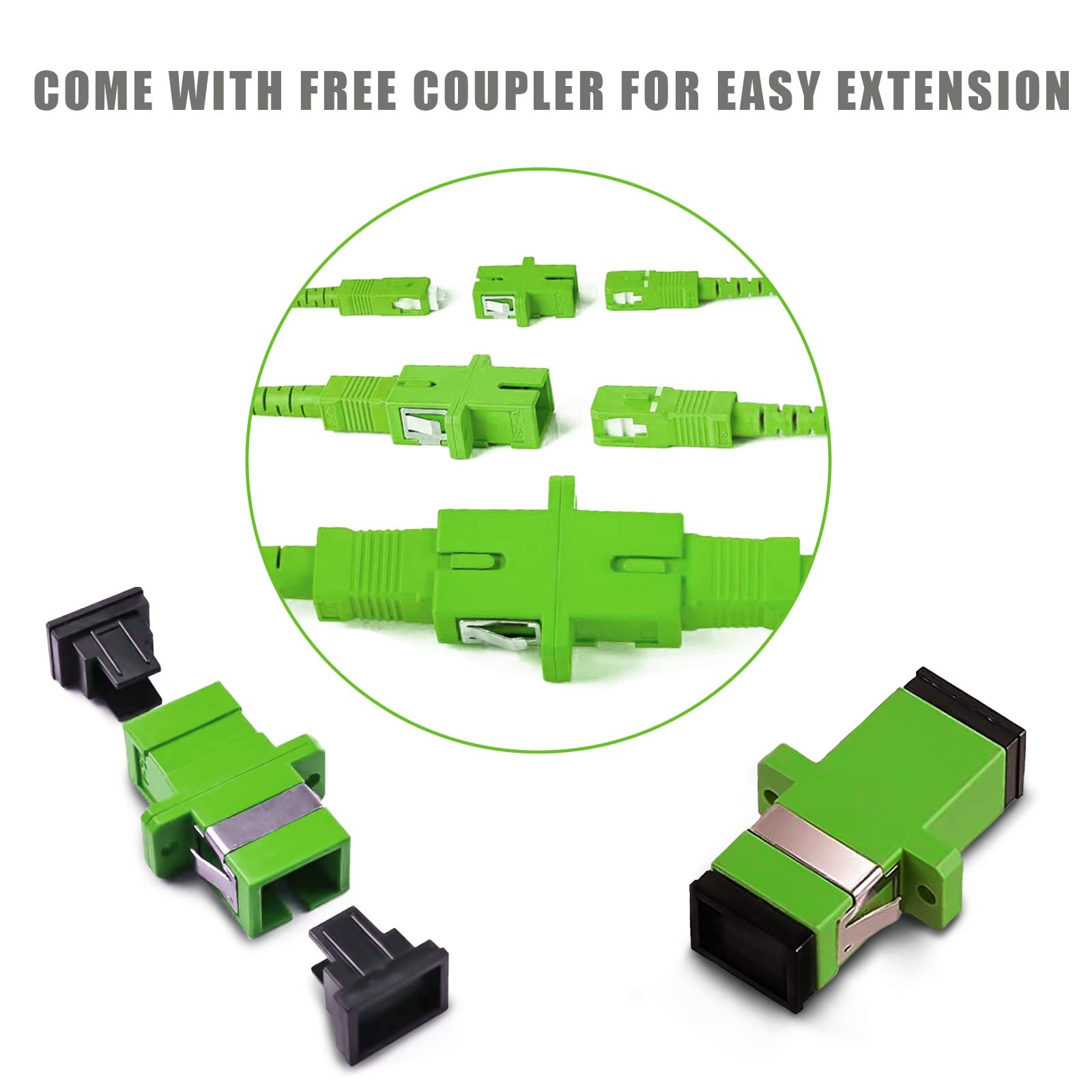 SC/APC To SC/APC Fiber Optic Internet Cable Armored Patch OS1/OS2 Black 1m