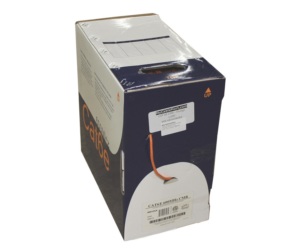 1000ft CAT6E Bulk Network Cable UTP/CMR 550MHz Unshielded Solid Orange