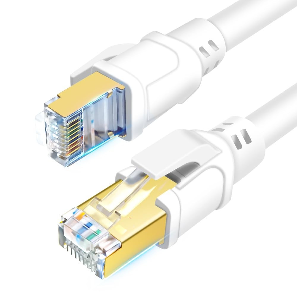 100ft CAT 8 Ethernet Cable – High-Speed 40Gbps with Gold Plated RJ45 Connectors