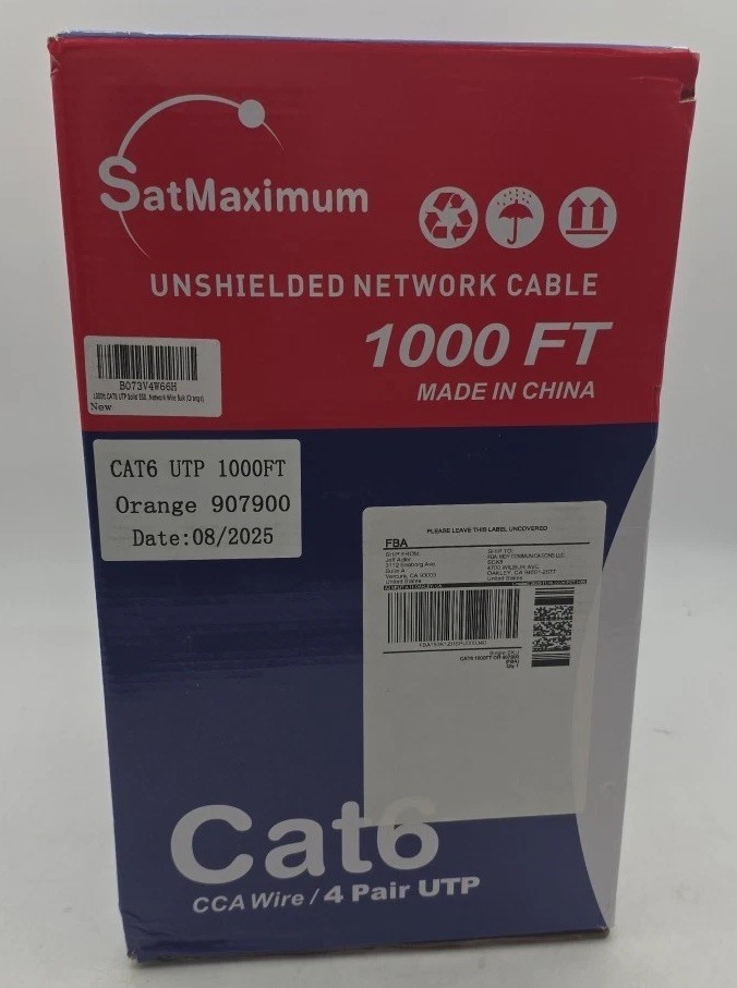 CAT6 1000ft Original Solid Ethernet Cable UTP 23AWG CCA Network Bulk Wire RJ45