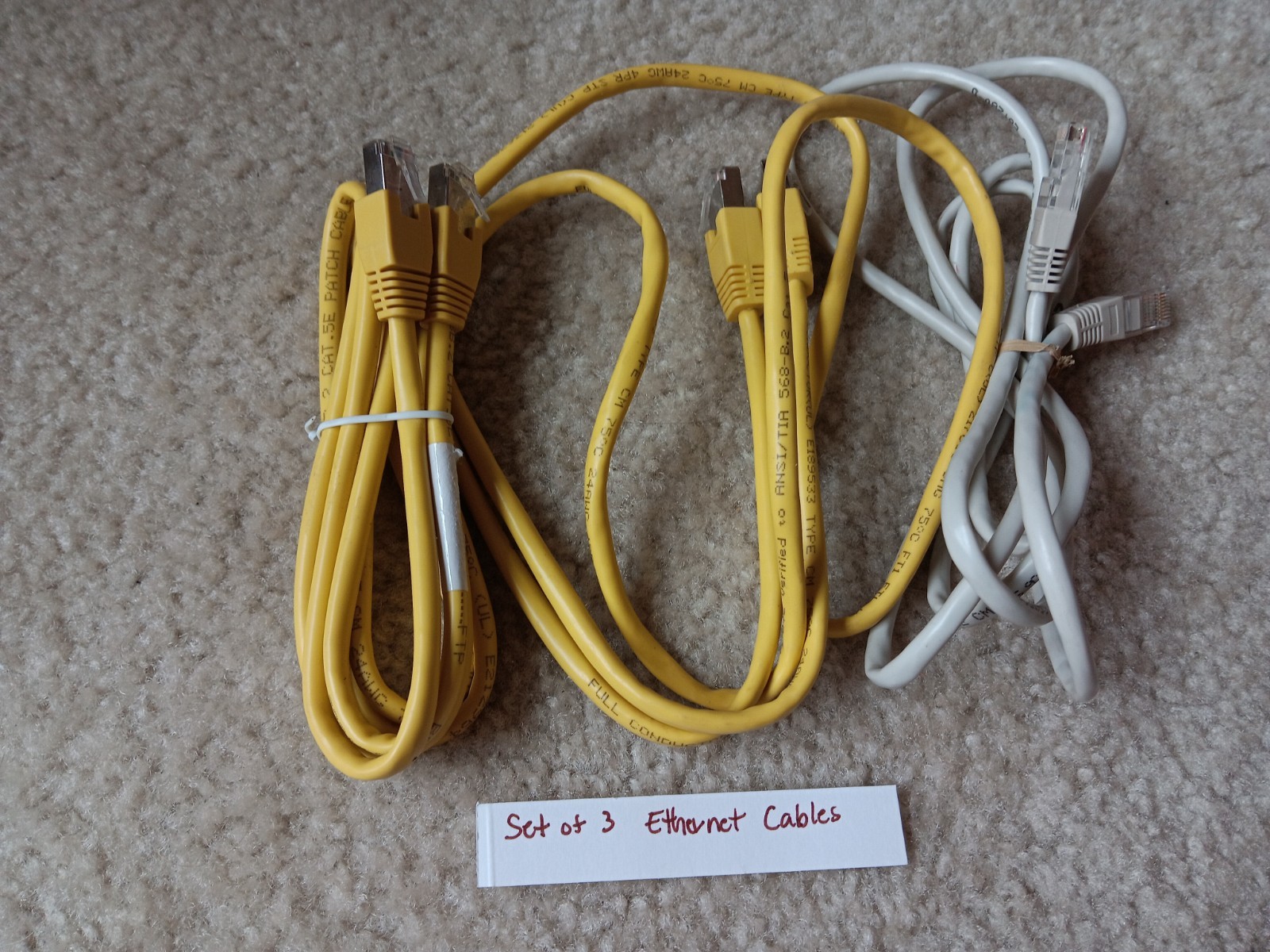 Set of 3 – Ethernet Cables – Two Yellow and One White