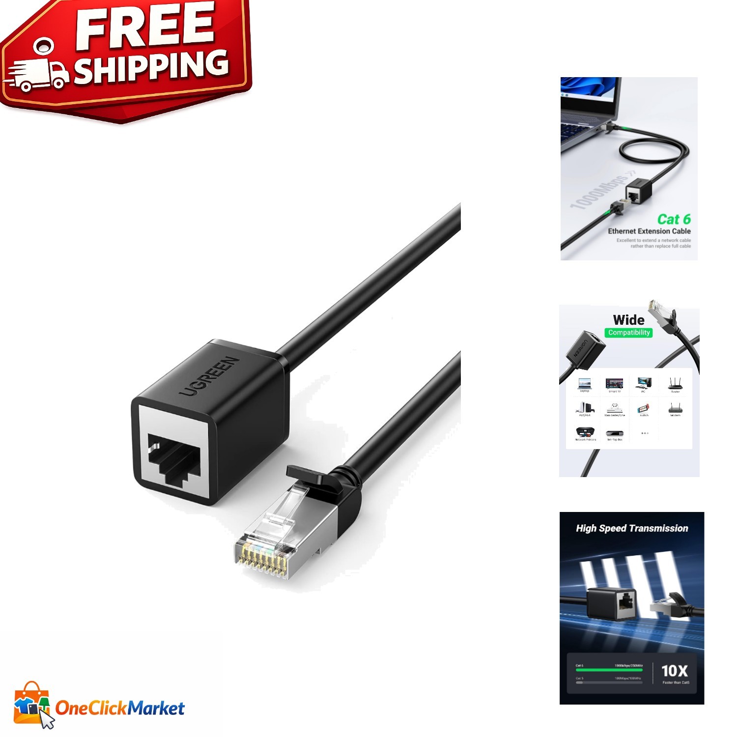 High-Performance 10FT Cat6 Ethernet Extension Cable for Smart Devices & Gaming