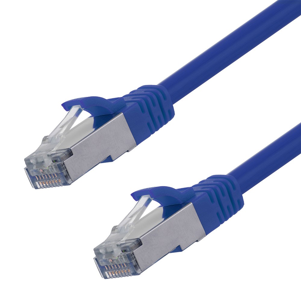 Ethernet Patch Cable CAT6A, S/FTP, 26AWG, 1 Ft, 5 pack, Blue