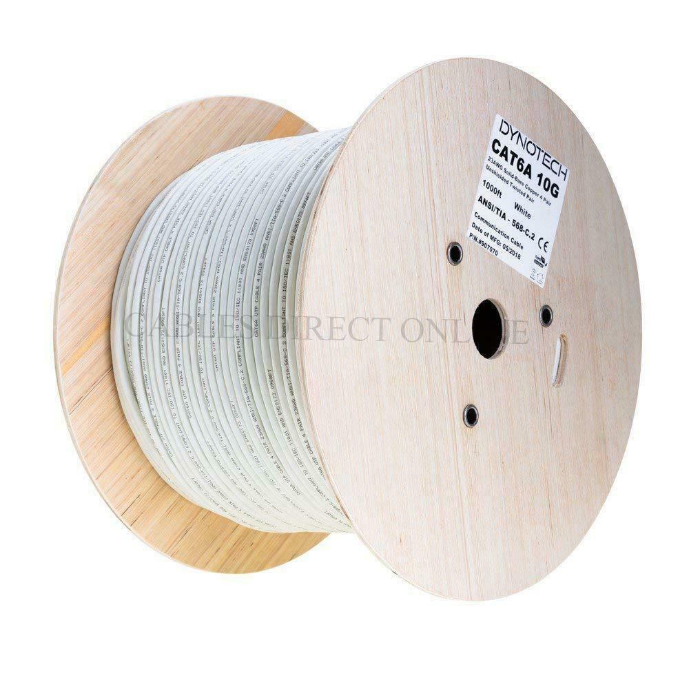 Cat6A 1000ft Solid Bare Copper 23AWG 4 Pair Unshielded Bulk 10G NEW