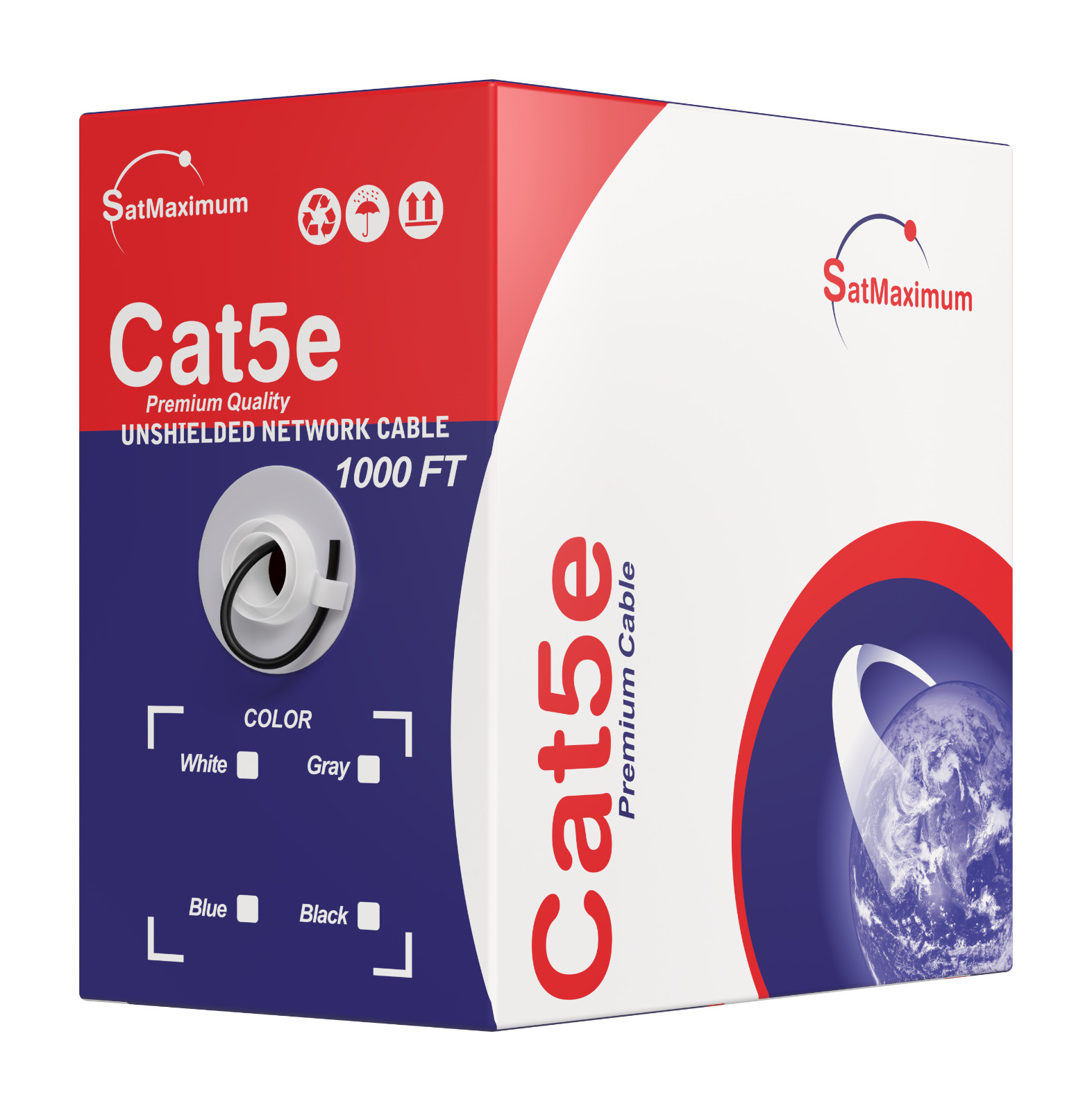 1000ft CAT5e UTP Solid Ethernet Network LAN Cable 24AWG Pull Box Bulk Wire Black