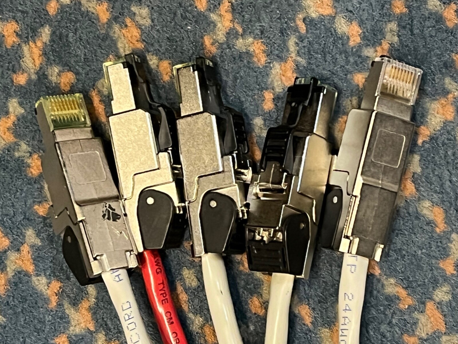 RJ45 Industrial Ethernet Cat6, Extreme Rugged, Sheilded Connectors, 5 pieces