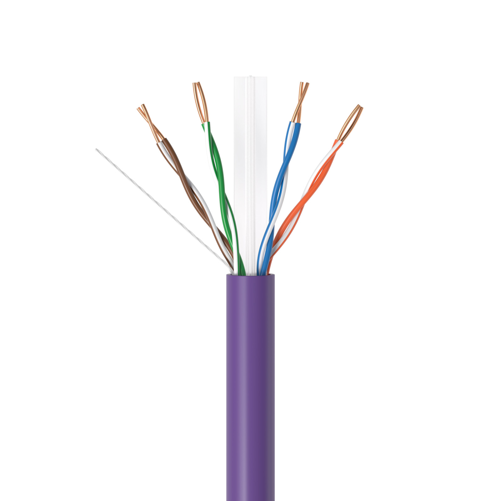 500FT CAT6 Riser Ethernet Cable CMR 23AWG 550MHz Solid Bare Copper Wire Purple