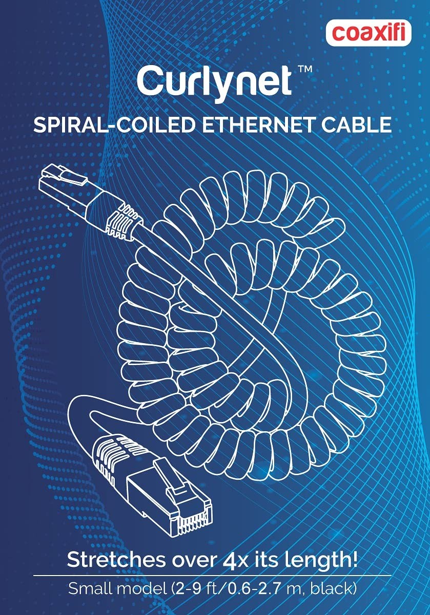 24AWG Spiral-Coiled Ethernet Cat5e Cable (2-6 Feet)