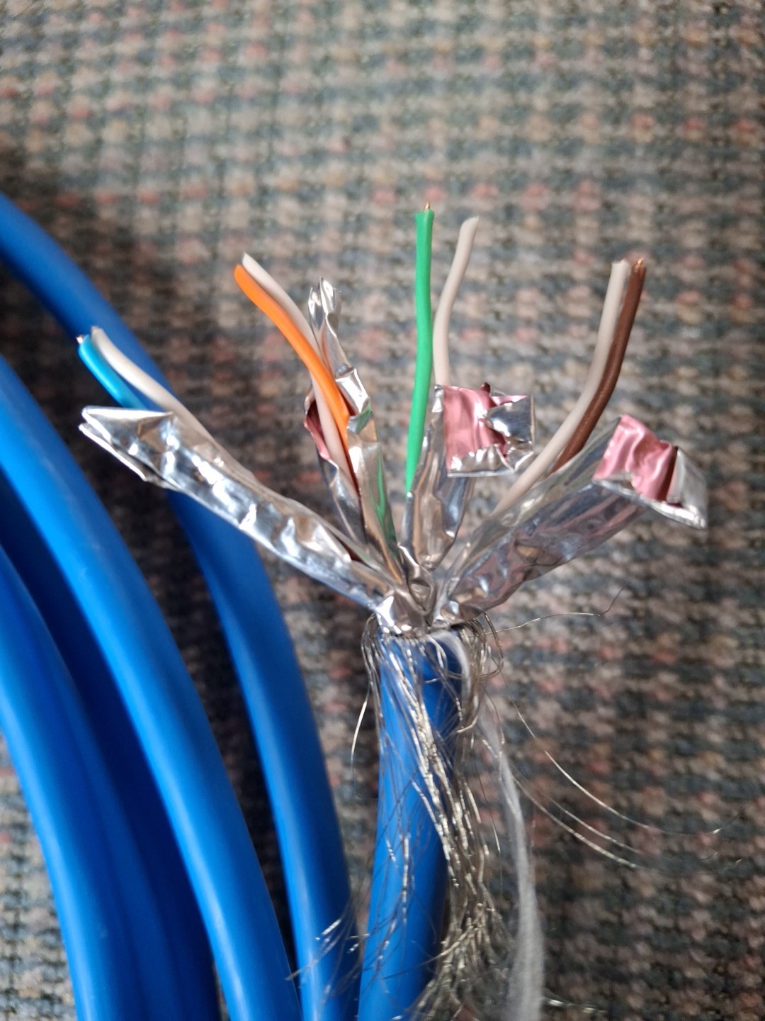 Belden Cat 6a 23awg shielded Solid Bare Copper Blue CPR ethernet cable 166 Feet