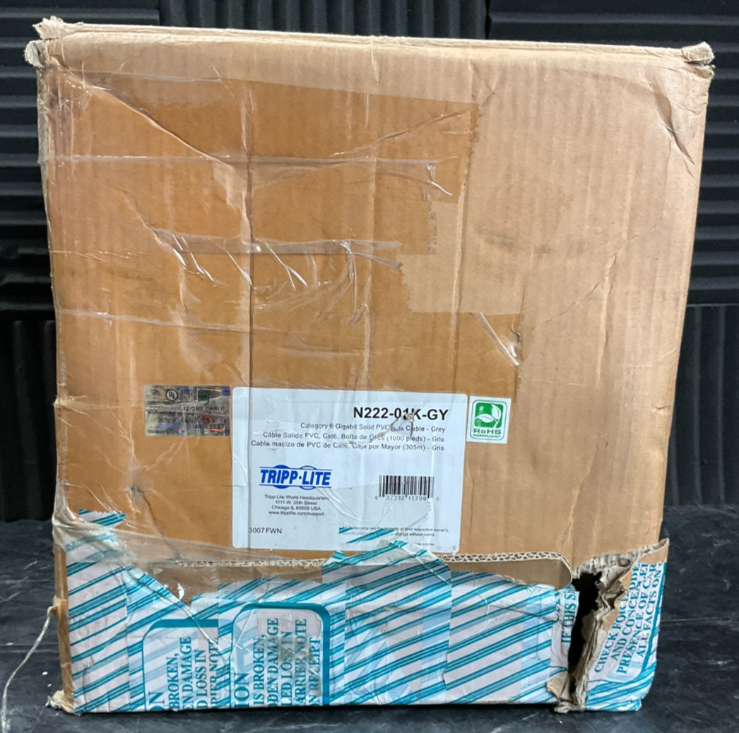 Tripp Lite CAT-6 PVC Bulk Cable – 1000 feet gray N222-01K-GY ✨🔥NEW OPEN BOX!🔥✨