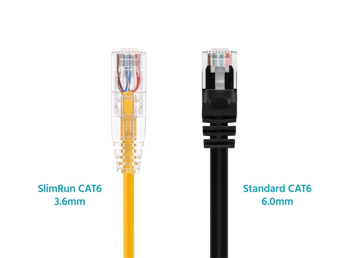 Monoprice Cat6 Ethernet Patch Cable – 0.5 feet – Yellow | Snagless RJ45 Stranded