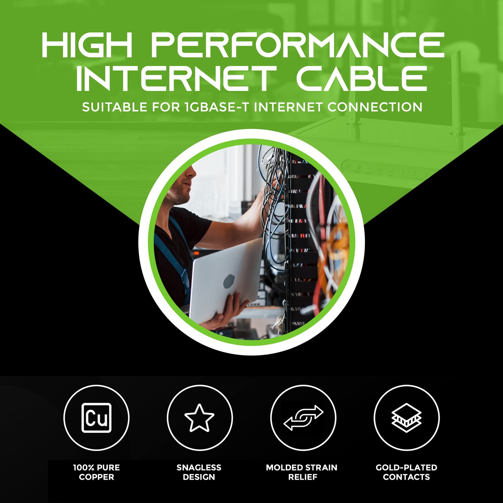 10 PCS Cat5e Ethernet Patch Cable 10 Feet Snagless RJ45 LAN Network Black