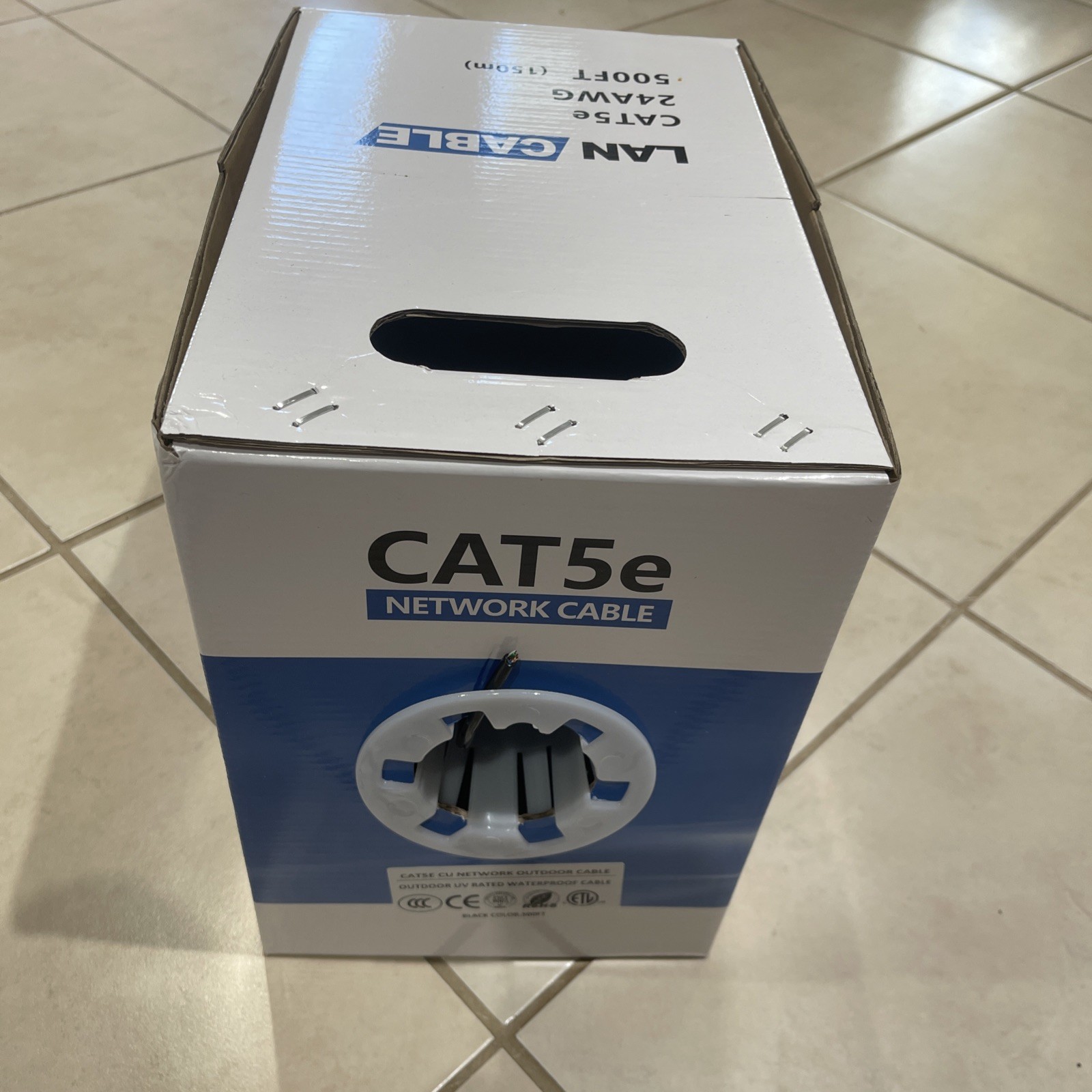 Cat5e Outdoor Waterproof Ethernet Cable 500ft 24 AWG 4/8 High-Speed, UV-Rated