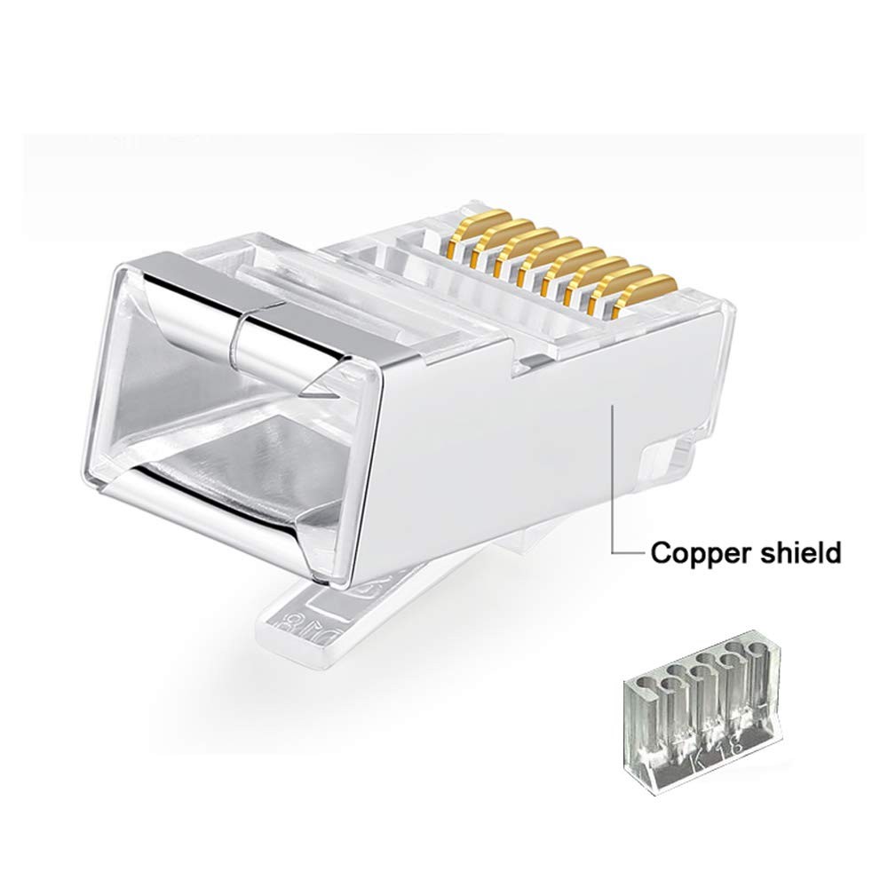 50 PCS Cat6 RJ45 2Piece Metal Shielded Connector Modular Network Plug C6