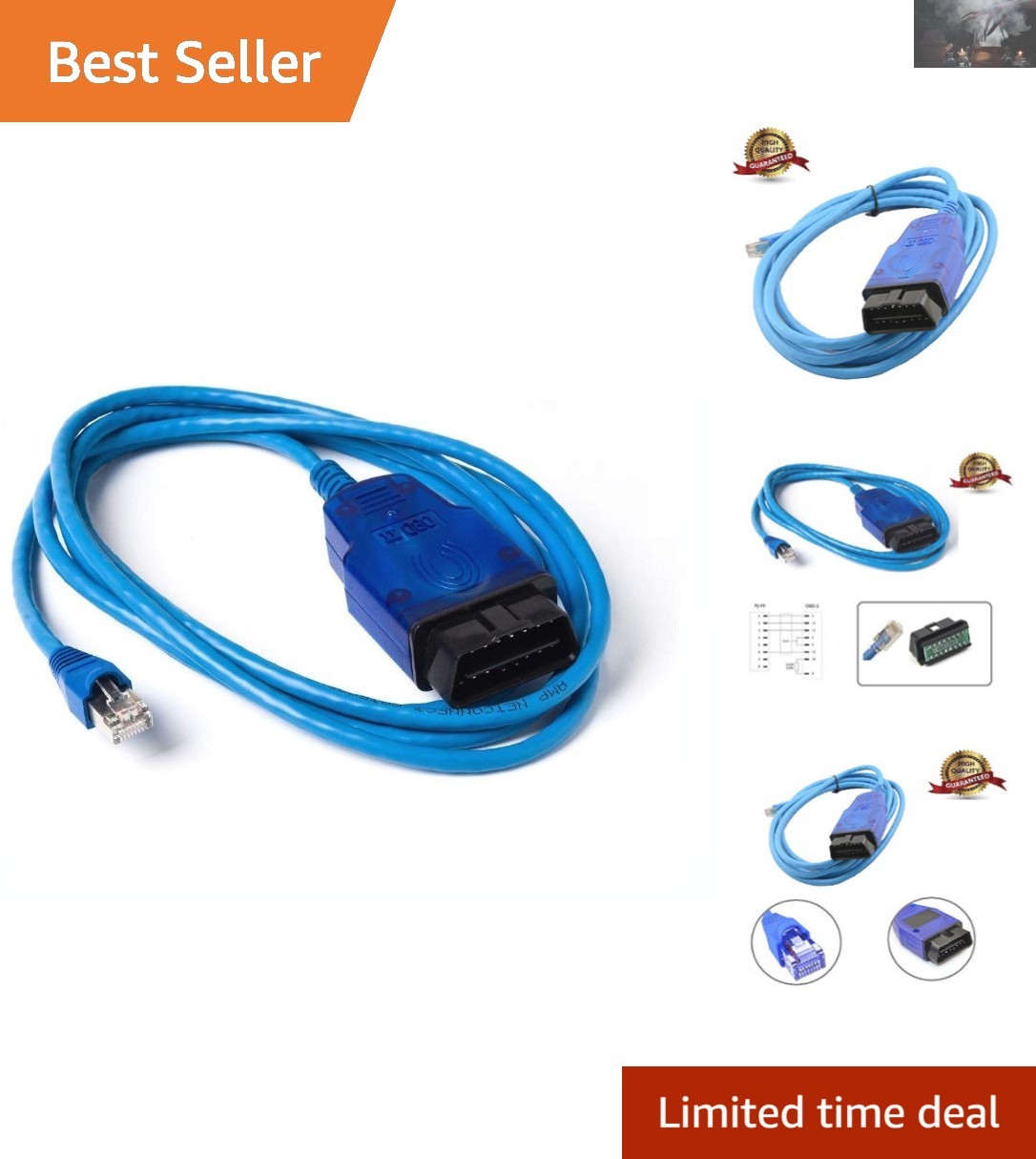 2M Cat 6 RJ45 ENET to OBD2 Cable for BMW Coding and Diagnostics – High Quality!