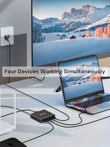 Ethernet Splitter 1 to 4 1000Mbps Gigabit Network Adapter Aluminum USB C