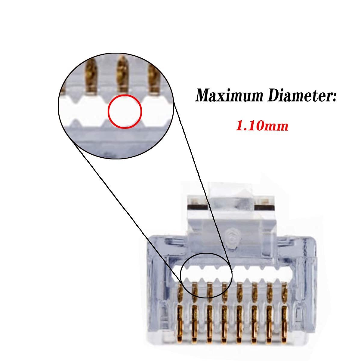 100 Pack RJ45 Cat6 Cat5 Connectors Gold Plated 8P8C Ethernet Pass Through Plug