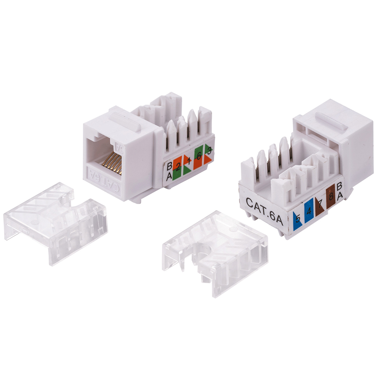 CAT6A Keystone Ethernet Wall Jack Punch Down 45° Angled UTP 45-Degree White lot
