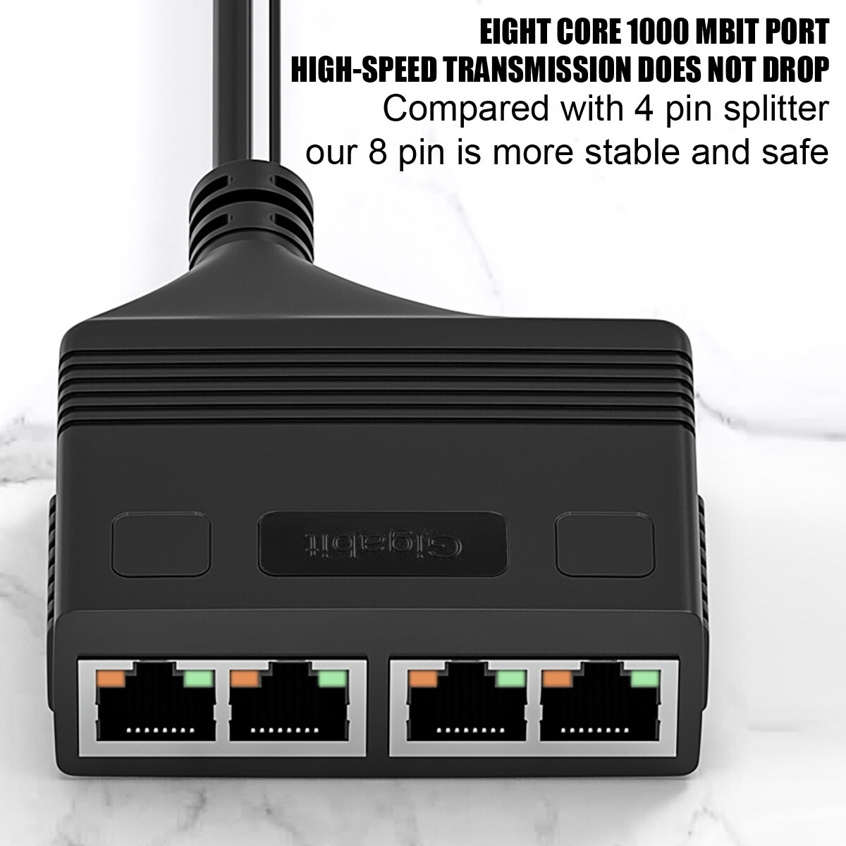 1000Mbps 1 IN 4 Out Ethernet Splitter Adapter Cable LAN Network Internet RJ45-