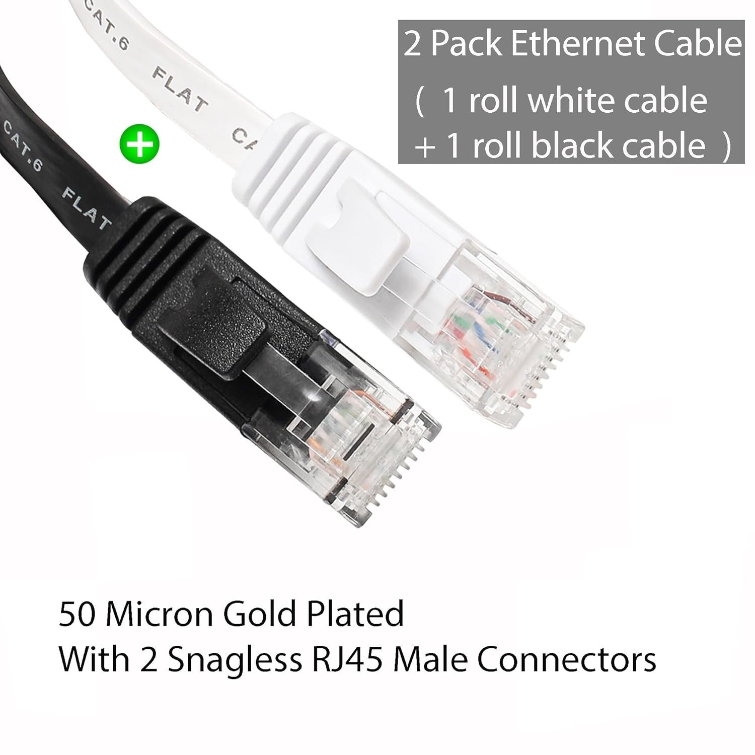 Cat 6 Ethernet Cable 3FT Pack – High-Speed Flat Design, Versatile Connectivity