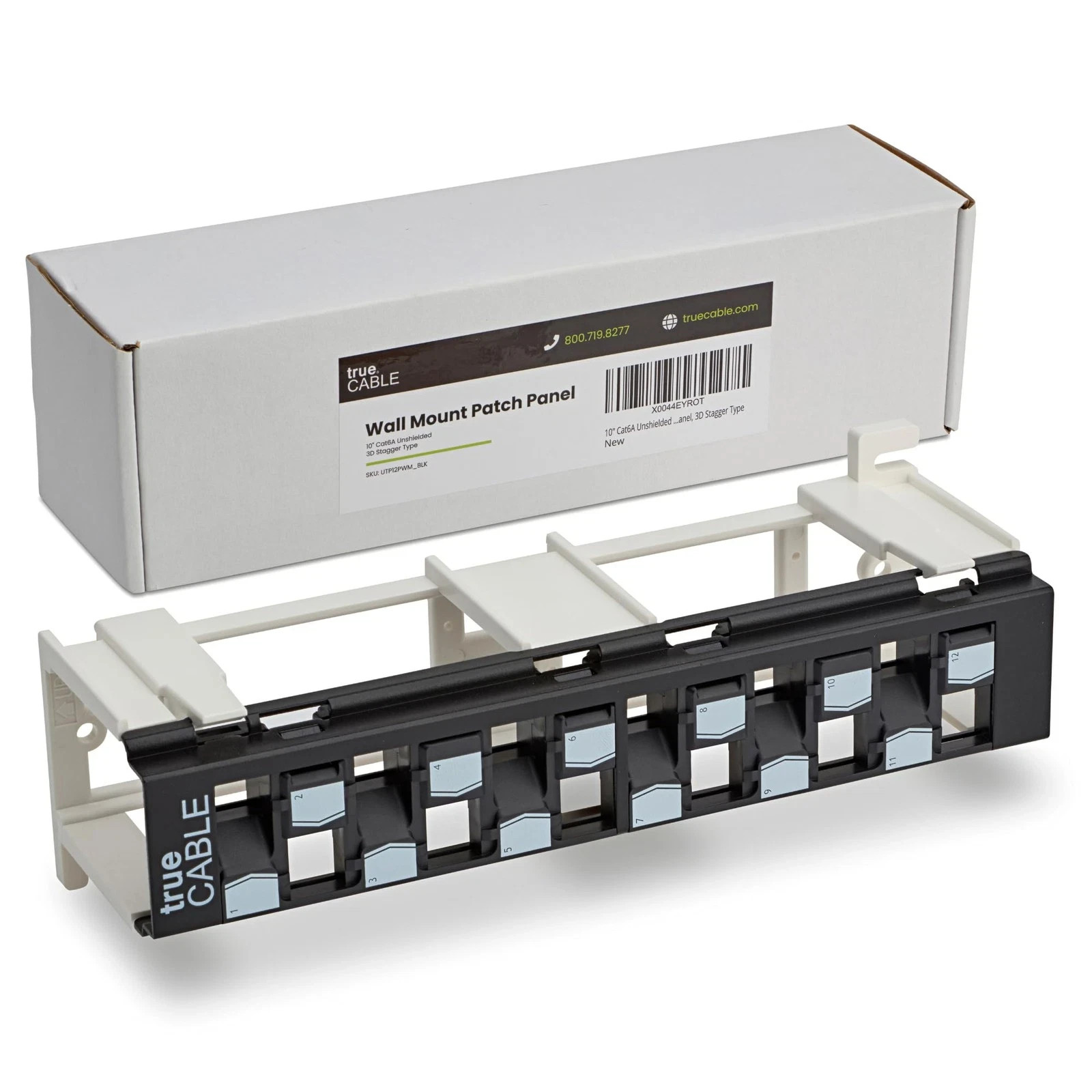 Cat6A Unshielded 12-Port Blank Toolless Modular Keystone Patch Panel, 3-D Sta…