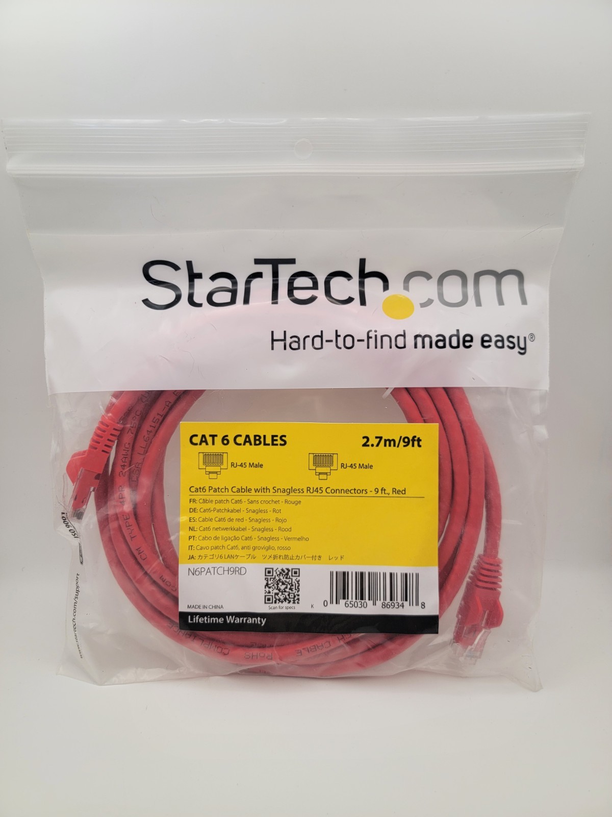 Startech.com Cat. 6 Molded Ethernet Patch Cable 9ft X 1