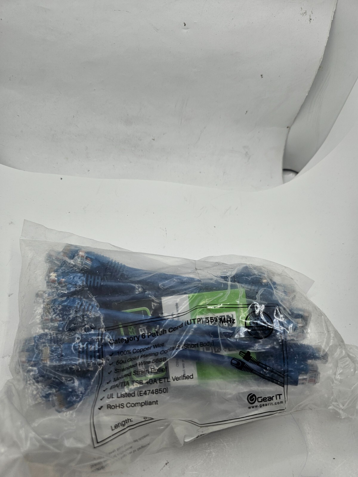 (QTY 24) GeatIt Cat 6 Ethernet Cable 0.5Ft Blue 0.5CAT6E-BLUE-24PK-FBA-COMV