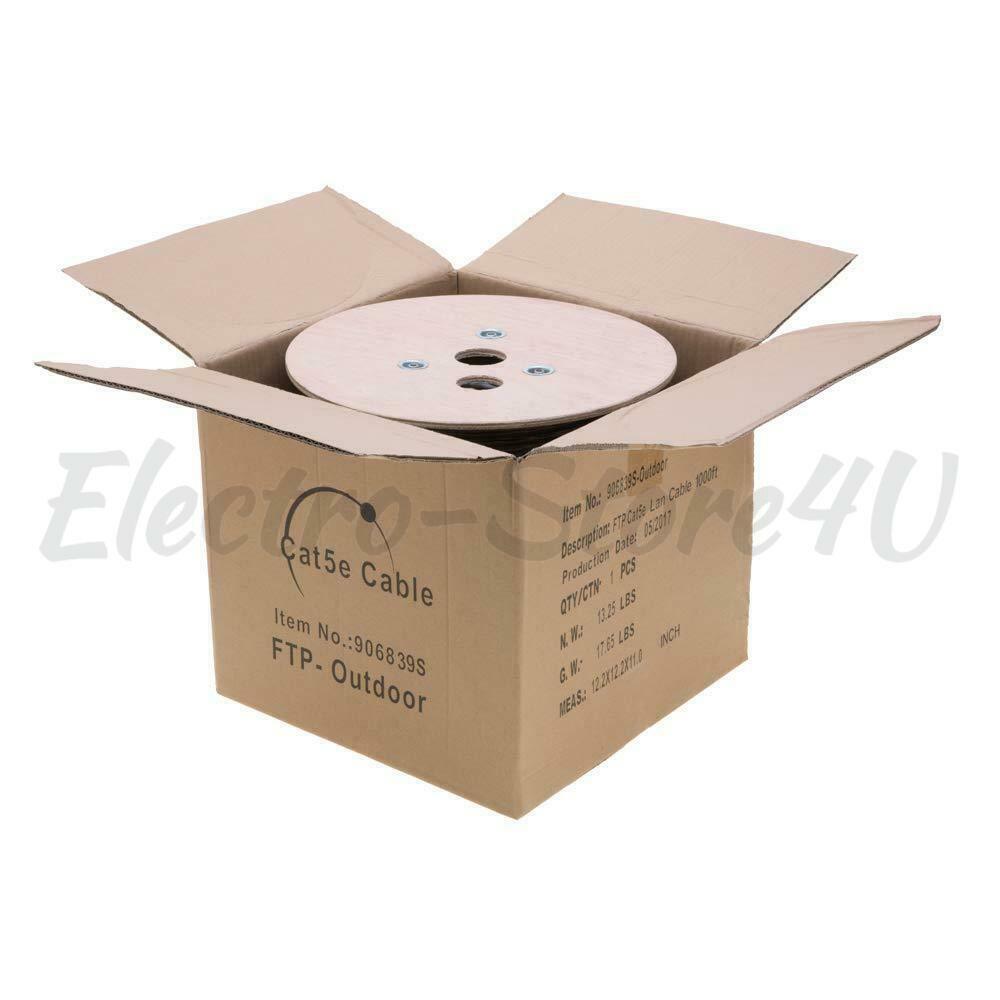 CAT5e CAT5 Outdoor Ethernet Bulk Cable 500ft 1000ft UTP FTP Direct Burial Solid