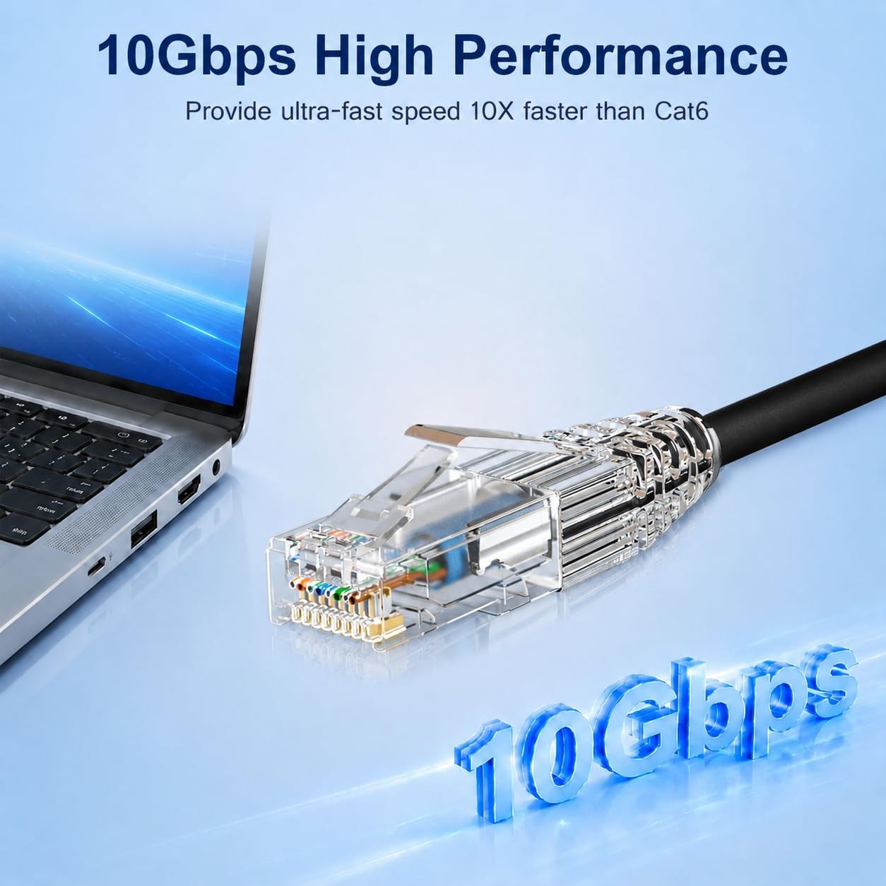 25-Pack 1ft Cat6/Cat6a Patch Cables Slim, 10Gbit/s, Black | Ethernet 28AWG PoE