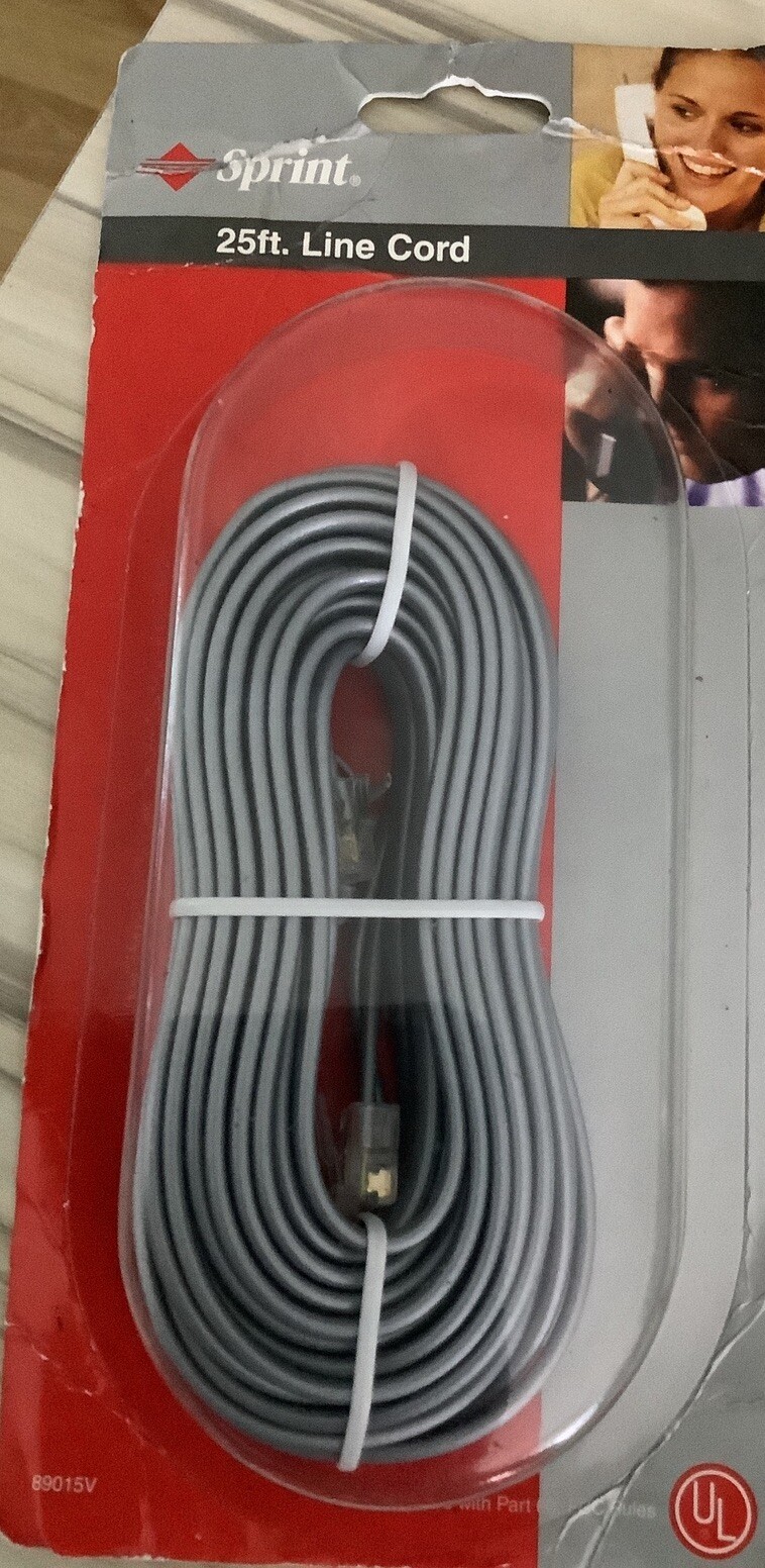 TELEPHONE CORD 25 ft Sprint Model 89015V Line C SilverPhone Home Connection New